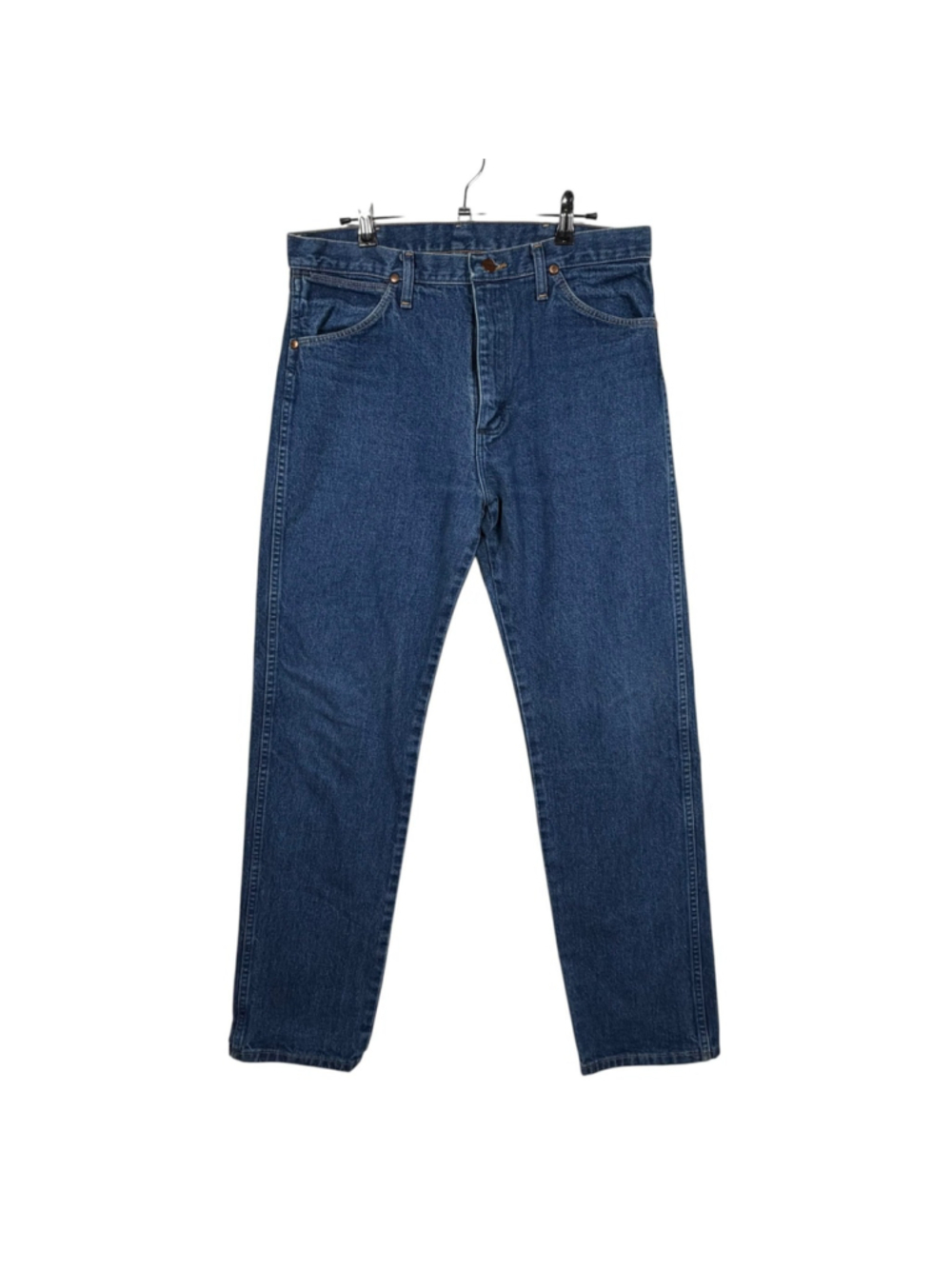 Wrangler Cowboy Cut Original Fit Straight Jeans Blue Cotton Mid Rise Mens 33x34